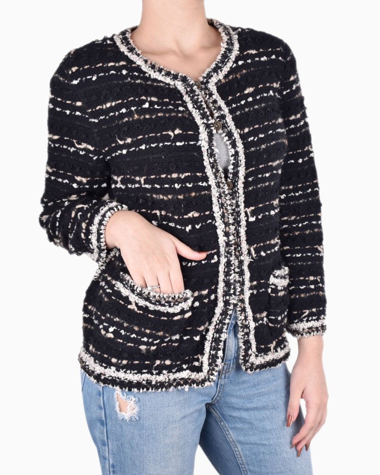 Casaco Chanel Original Lã Preto Feminino